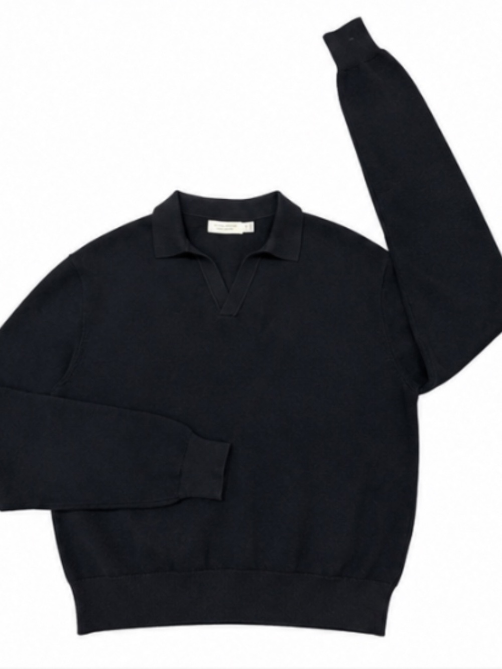Casual Friday Brand-Knit Polo Sweater – Black – Size M